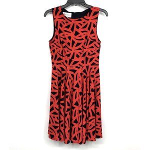 Donna Morgan Dress Red Black Printed Sleeveless Jersey